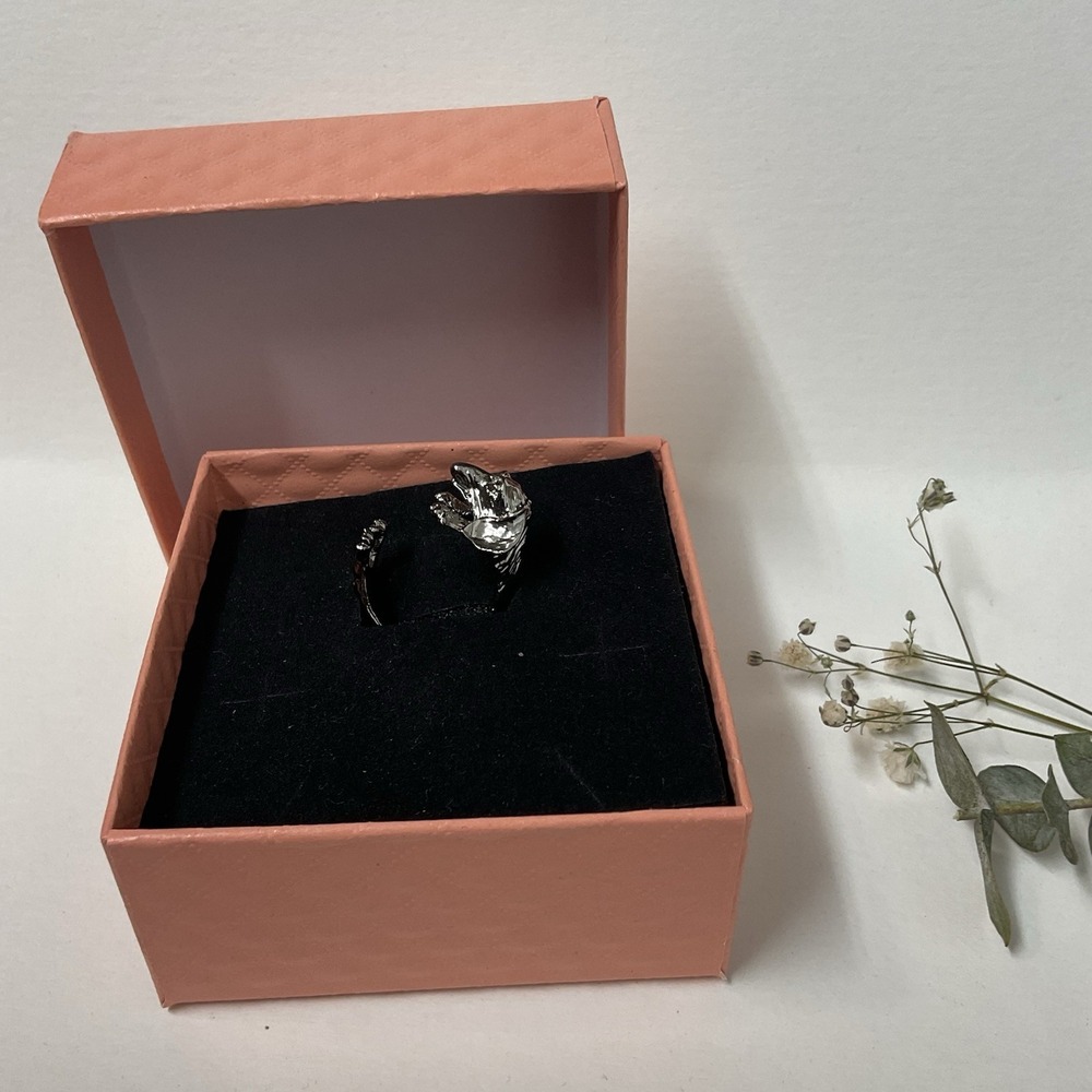 Cute Dachshund Open Ring Silver Adjustable Jewelry for Women Gift